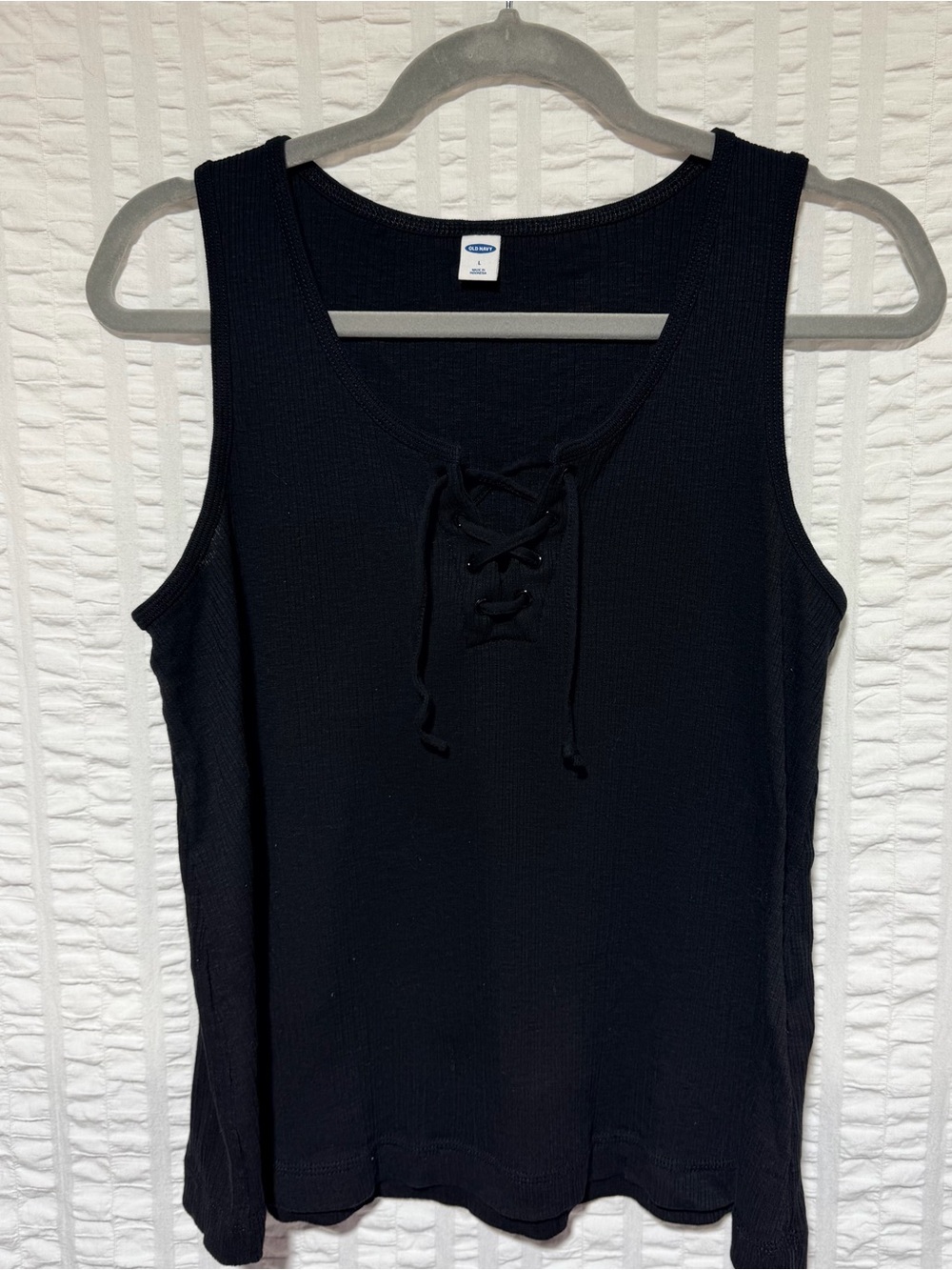 Old Navy Black Ribbed Lace-Up Tank Top